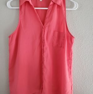 Coral sleeveless blouse